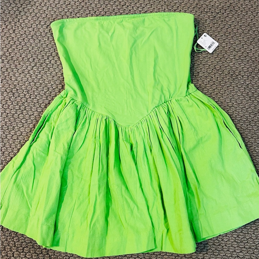 Free People Strapless Dress in Neon Green